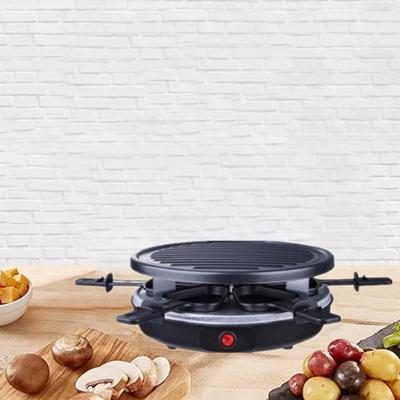 900W 6 person Round Shape Detachable Nonstick Plate Electric BBQ Raclette Grill