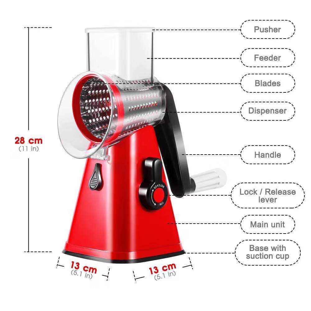 Kitchen HQ Speed Grater and Slicer W/suction Base II Black 3 SS Drum Blades  for sale online