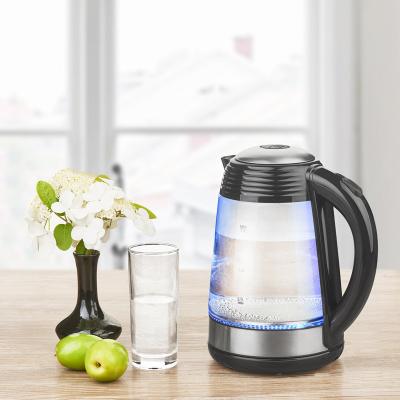 Best sales heater 2200W 1.7L 360 degree glass electric water kettle With LED illumination