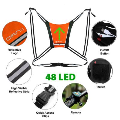 Ornii - 48 LED Reflective LED Sign Vest Cycling Running LED Turn Signal Vest With Remote Control For Night Walking Hiking Bag