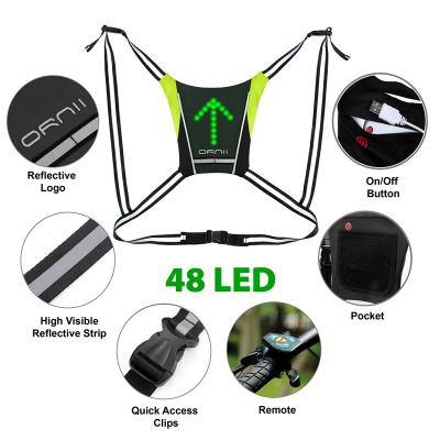 High Quality Ornii -48 LED Reflective LED Bicycle LED Turn Signal Vest Safety Backpack LED Attachment for Running Scooter Riding Bicycle