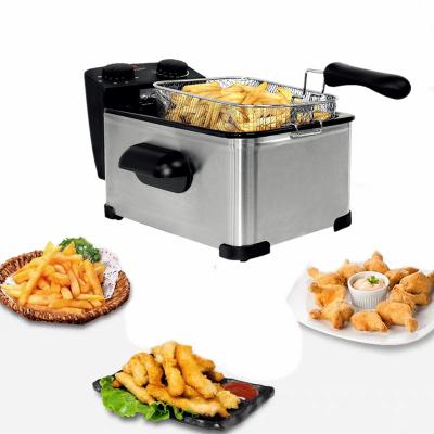 2000W 3L oil capacity rectangle stainless steel electric deep fryer with viewing windows