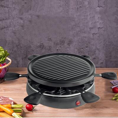 800W Round Shape Detachable Nonstick Plate Electric BBQ Raclette Grill for 6 person Raclette Grill