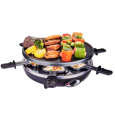 Indoor portable 6 persons electric crepe maker raclette bbq grill electrical griddle bbq cheese raclette grill
