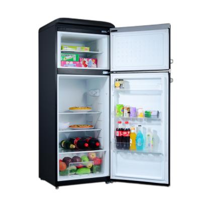 Most popular Retro freezer colorful small fridge double door refrigerator top freezer metal handle BCD-215VF for home and hotel