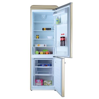 2022 Customized wholesale retro compressor refrigerator freezer 310L 220V-240V CE, ERP, RoHS bottom freezer Champagne color upright fridge